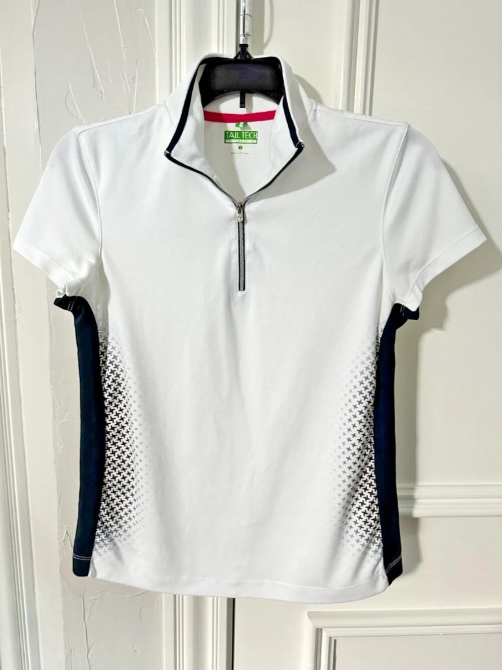 Tail Tech Golf Polo Shirt Womens S White Black Colorblock Quarter Zip Activewear